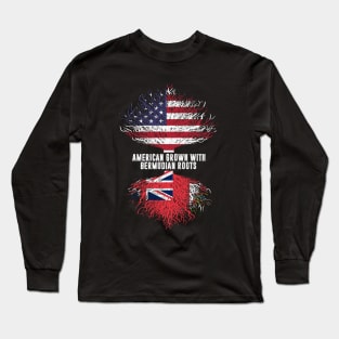 American Grown with Bermudian Roots USA Flag Long Sleeve T-Shirt